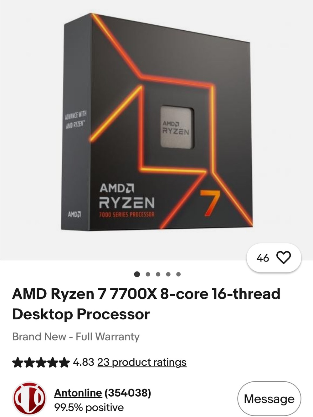 AMD Ryzen 7 Processor Box with Black and Orange Accents